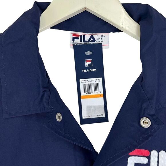 New FILA Men US M Navy Sports Coach Jacket Long Sleeves Windbreaker - Picture 7 of 9